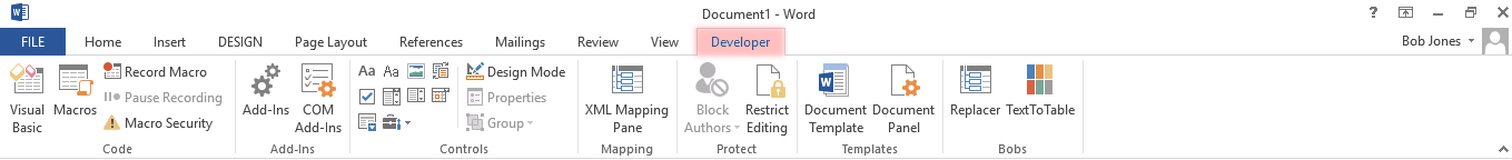 Developer Ribbon