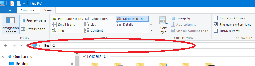 File Explorer Addressbar