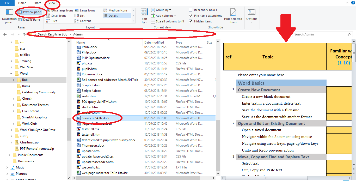 File Explorer preview