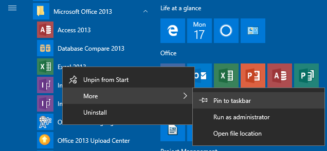 pin to taskbar